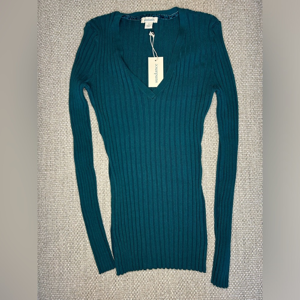 Sundance Clothing Teal V-Neck Poet Sweater